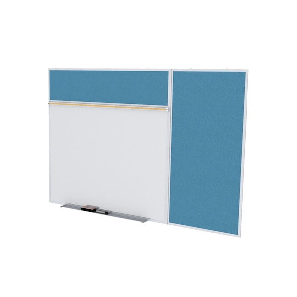 Combo Whiteboard/Bulletin, Mag Por/Vnyl, Styl B, 4 ft H x 10 ft W, Ocean